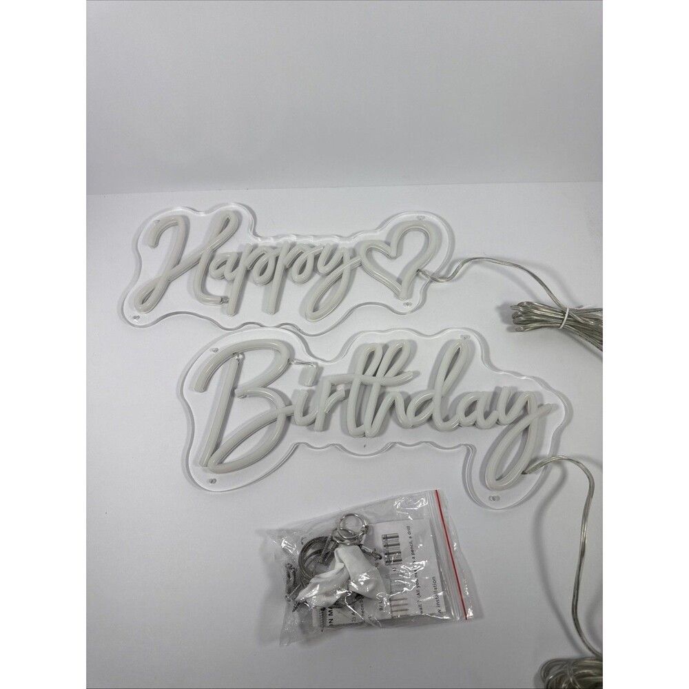 Happy Birthday LED Neon Sign With Dimmer Powered Party Wall Decor Light